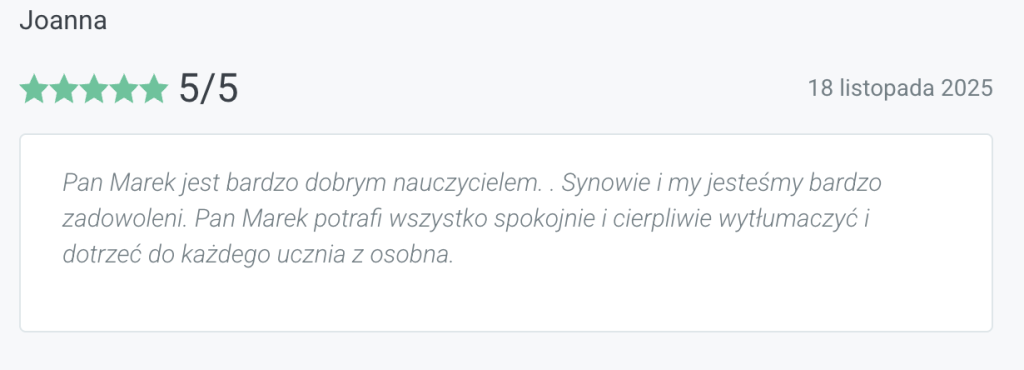 opinia klienta korepetycje