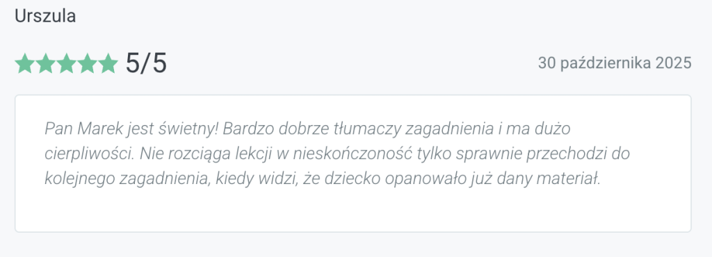 opinia klienta korepetycje