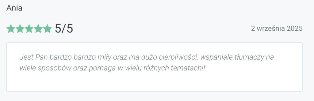 opinia klienta korepetycje