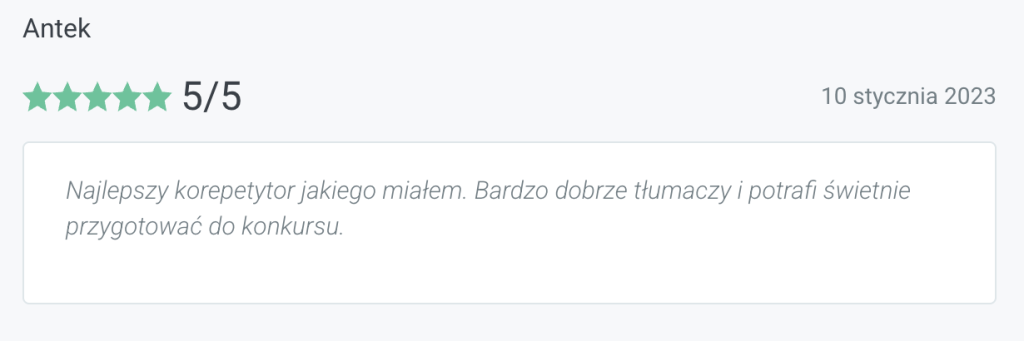 opinia klienta korepetycje