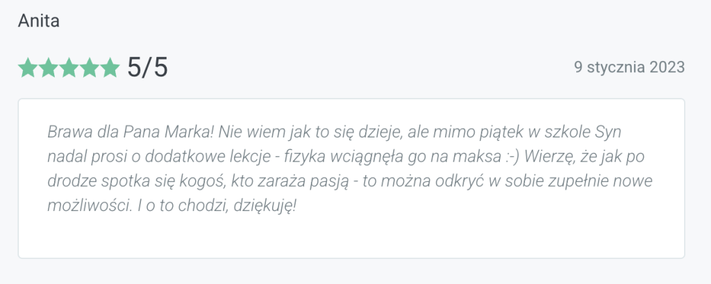 opinia klienta korepetycje