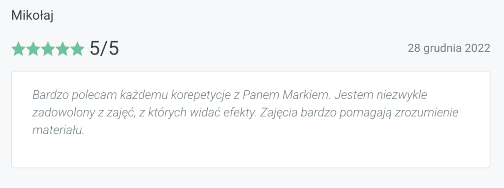 opinia klienta korepetycje