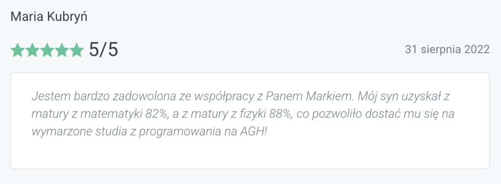 opinia klienta korepetycje