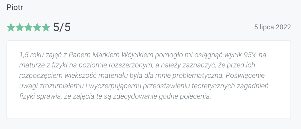 opinia klienta korepetycje