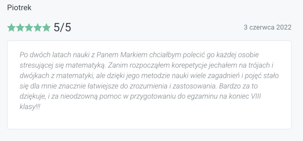 opinia klienta korepetycje