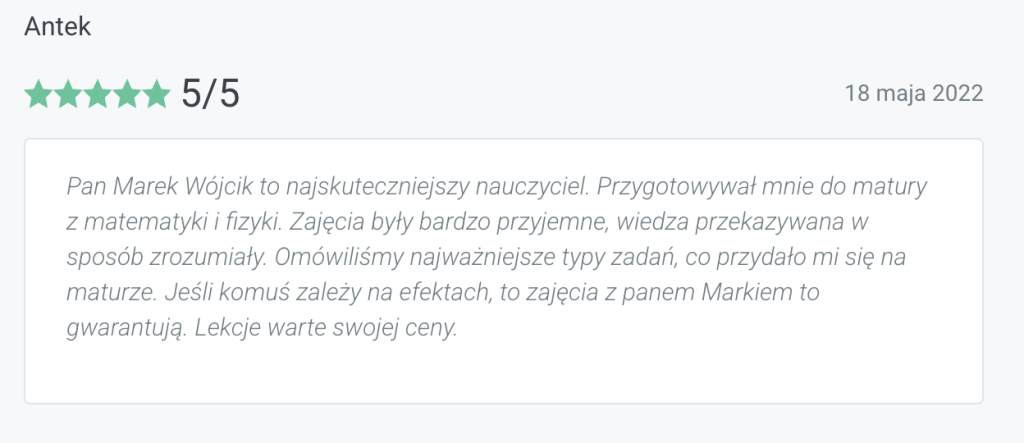 opinia klienta korepetycje