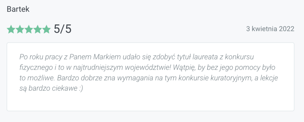 opinia klienta korepetycje