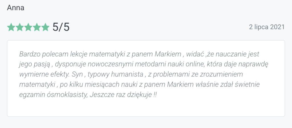 opinia klienta korepetycje
