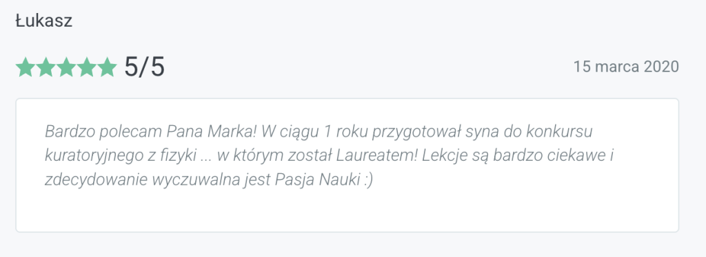 opinia klienta korepetycje