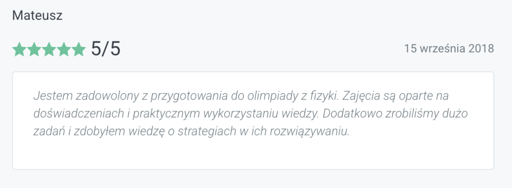 opinia klienta korepetycje