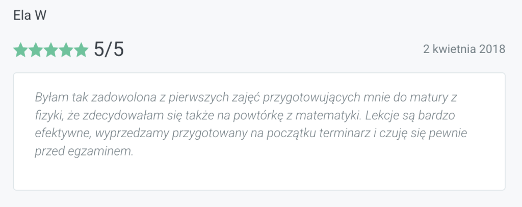 opinia klienta korepetycje