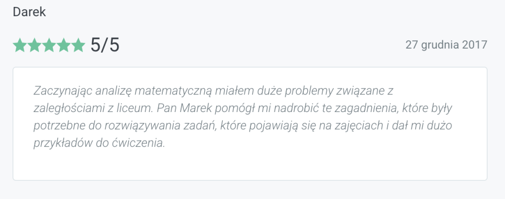 opinia klienta korepetycje